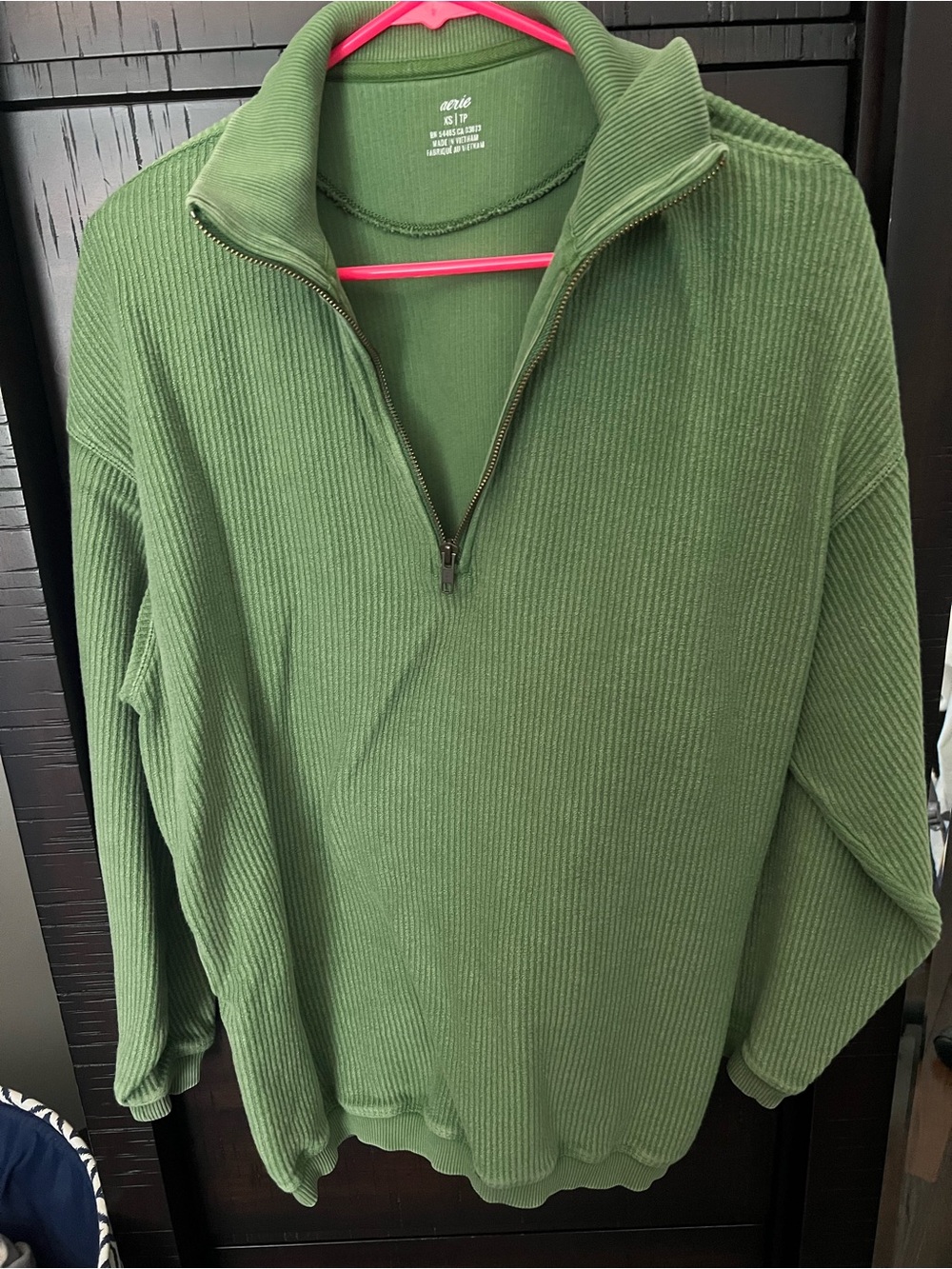 Aerie Green quarter zip sweater